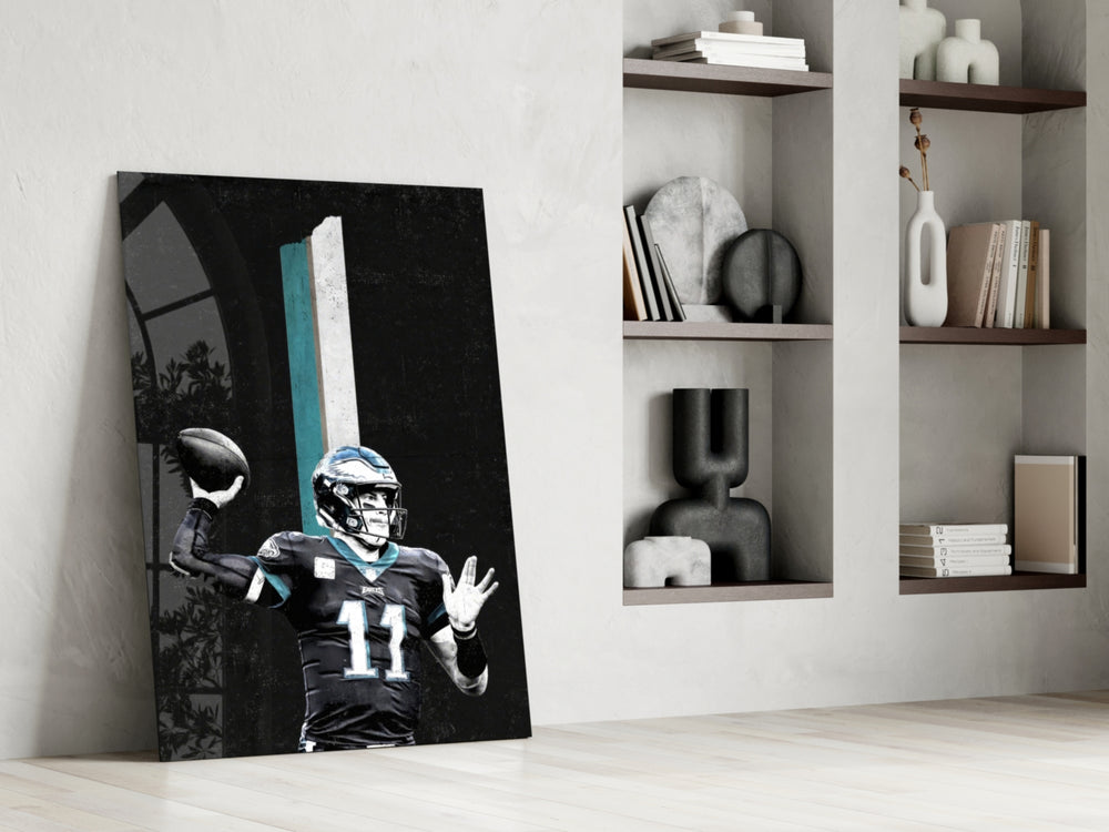 NFL panel against a moody dark-painted accent wall