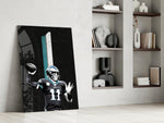 NFL panel against a moody dark-painted accent wall