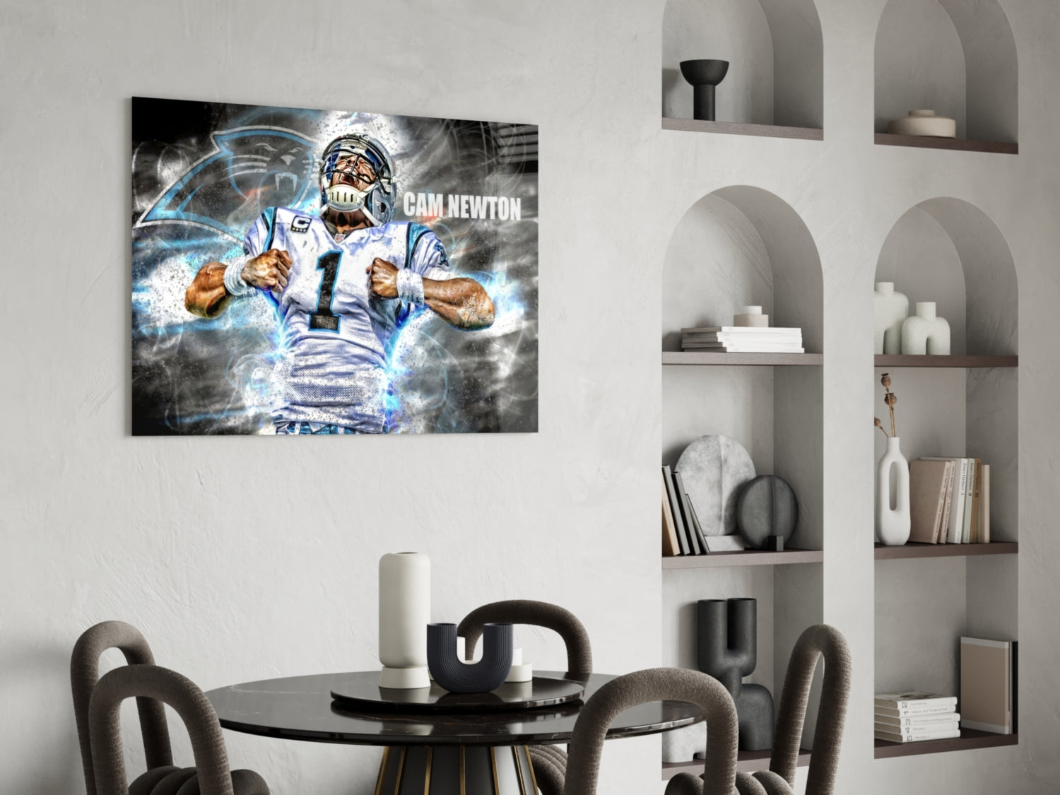 Cam Newton Glass Wall Art.