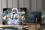 NFL yatay panel against a moody dark-painted accent wall