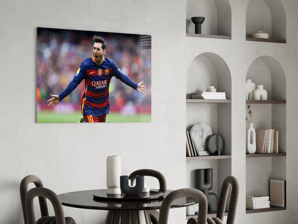 Football glass print bringing Barcelona edge to a teen's bedroom