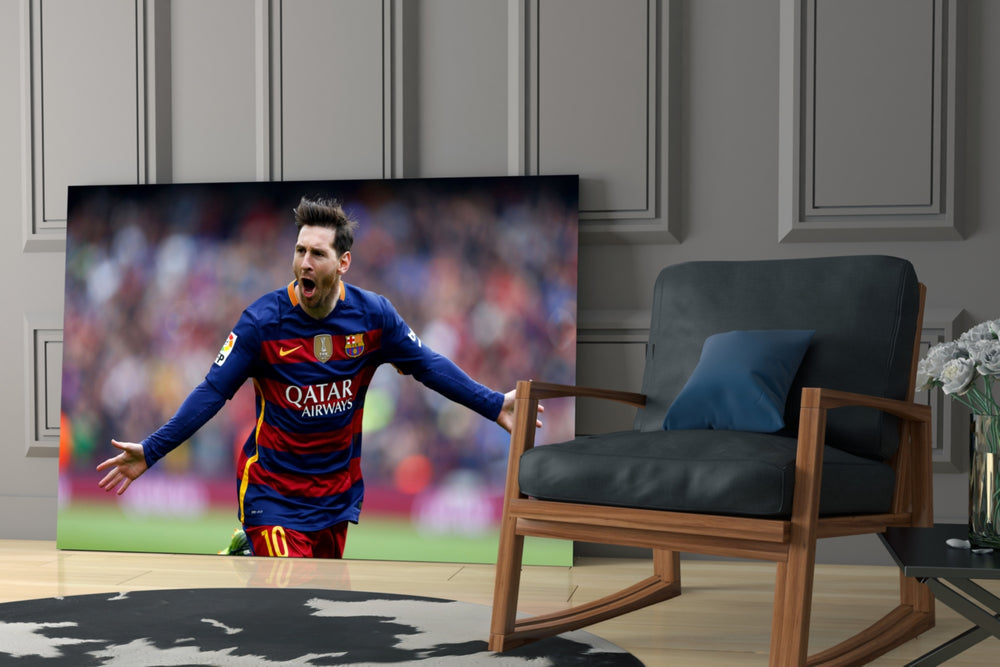 Football yatay panel against a moody dark-painted accent wall