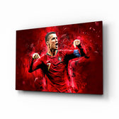 Cristiano Ronaldo glass wall art in a modern home cinema