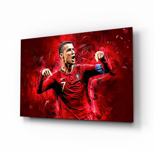 Football Superstar Glass Wall Art