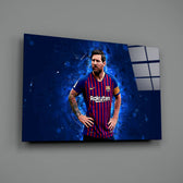 Football portrait panel anchoring a man cave wall