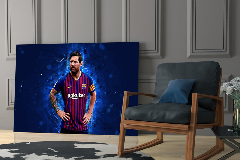 Football yatay panel against a moody dark-painted accent wall