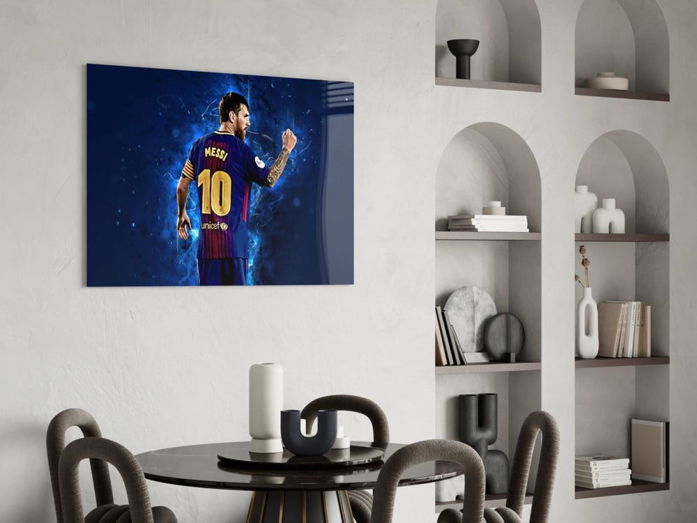 Football glass print bringing Barcelona edge to a teen's bedroom