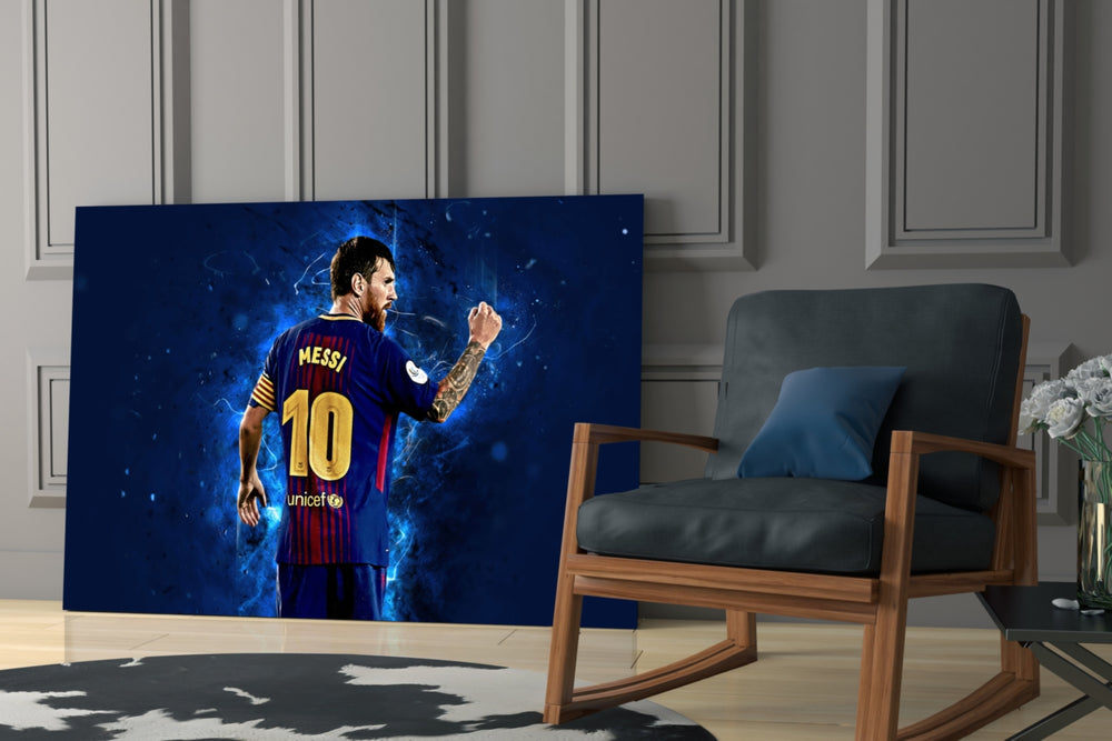 Football yatay panel against a moody dark-painted accent wall