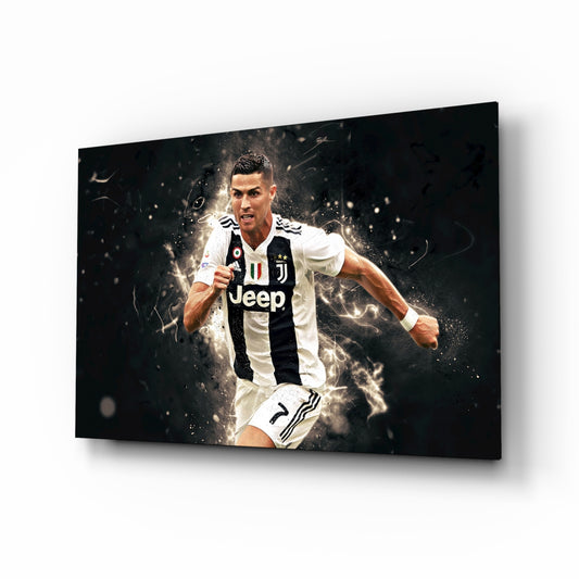 Football Superstar Glass Wall Art