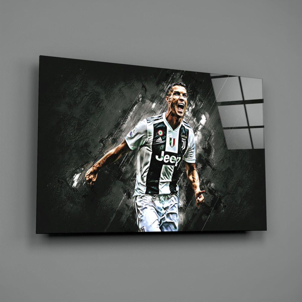 Football tribute panel anchoring a man cave wall