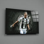 Football tribute panel anchoring a man cave wall