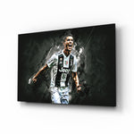 Cristiano Ronaldo glass wall art in a modern home cinema