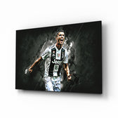 Cristiano Ronaldo glass wall art in a modern home cinema