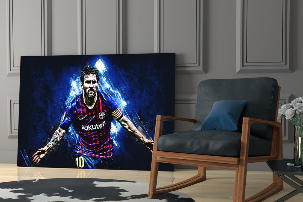 Football yatay panel against a moody dark-painted accent wall