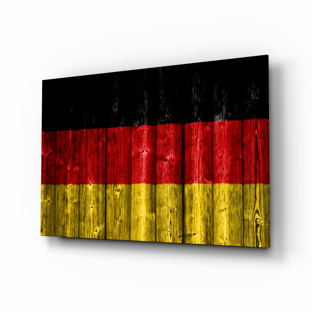 Flag of Germany glass wall art in a modern home office