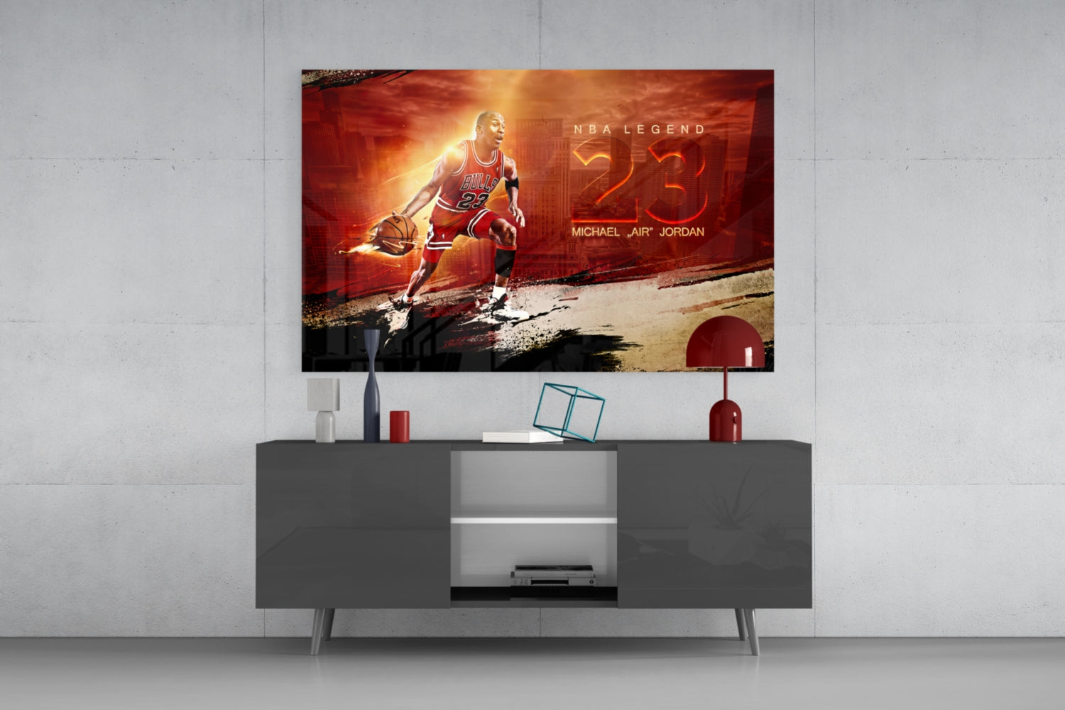 Michael Jordan Glass Wall Art.