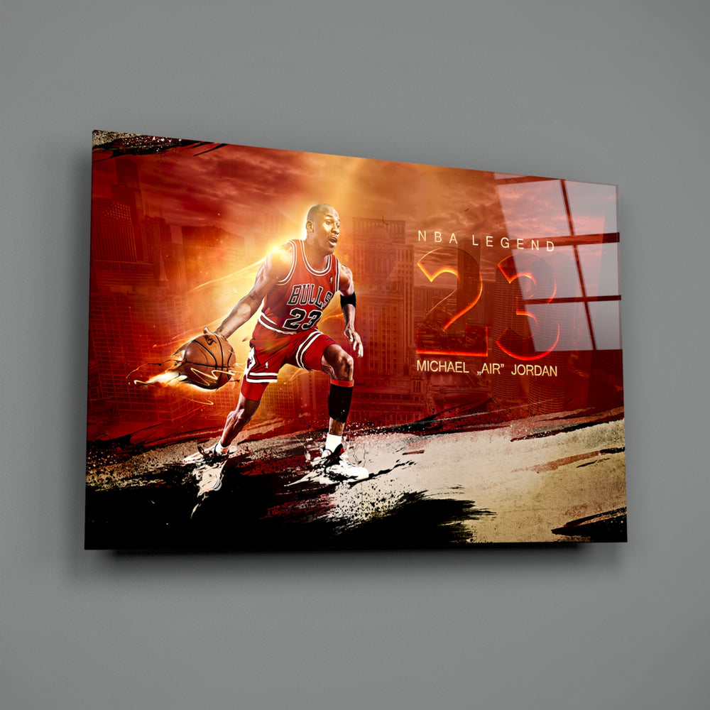 NBA poster panel anchoring a man cave wall
