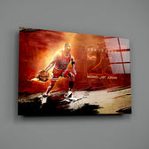 NBA poster panel anchoring a man cave wall