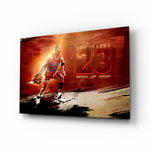 Michael Jordan glass wall art in a modern home cinema