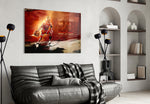 Michael Jordan artwork styled in a sports den interior