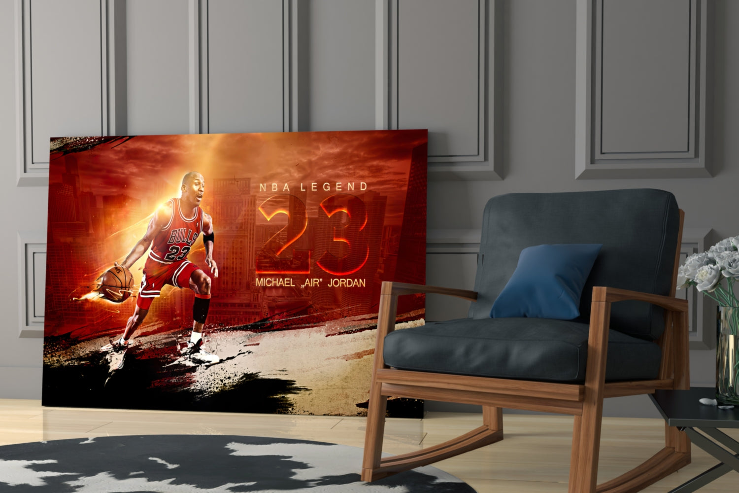 Michael Jordan Glass Wall Art.