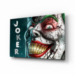 Joker glass wall art in a modern home cinema