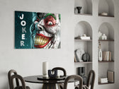 DC glass print bringing comic edge to a teen's bedroom