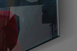 Cinematic artwork in a moody bedroom interior
