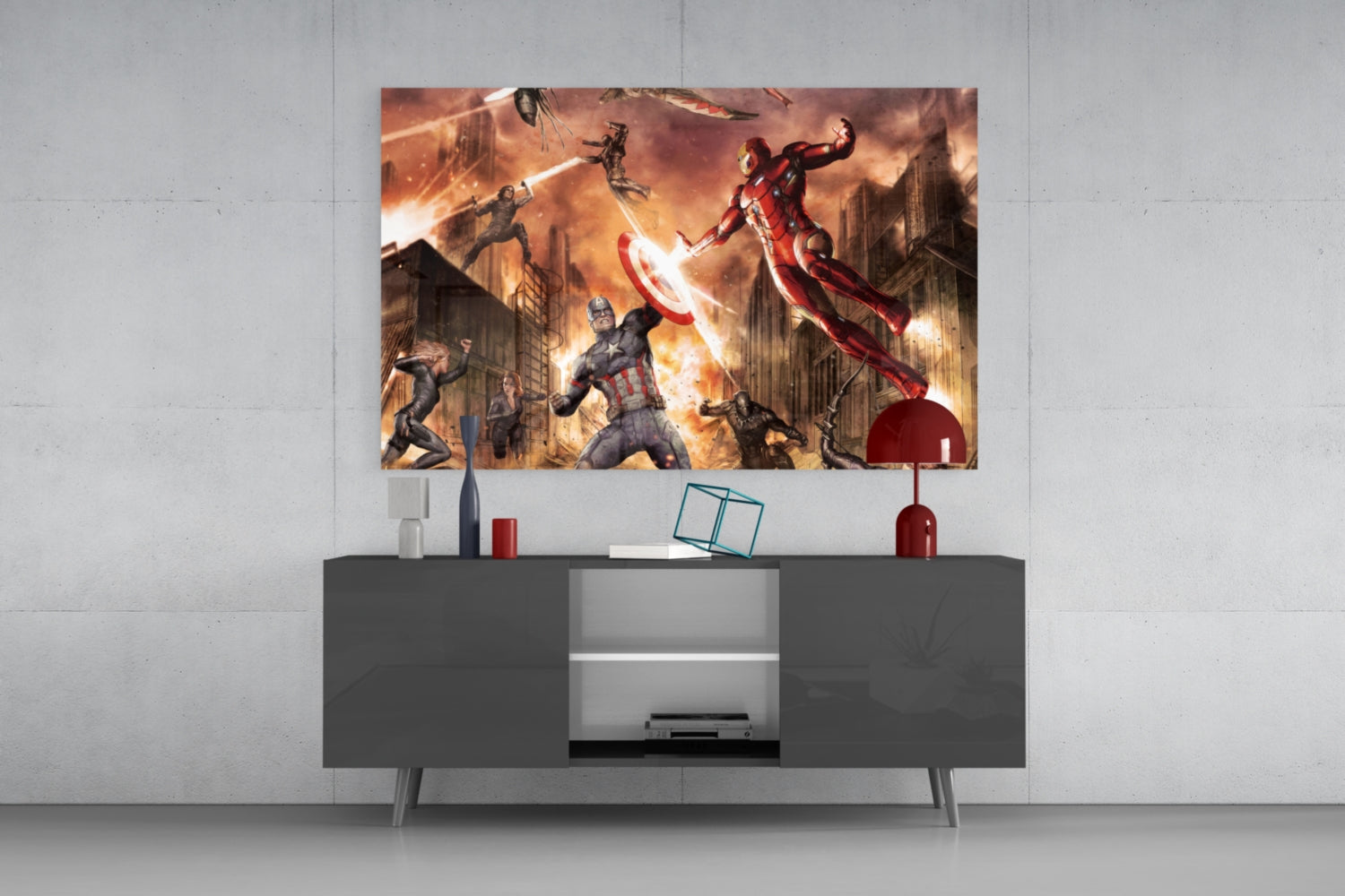 Captain America vs Iron Man Glass Wall Art.