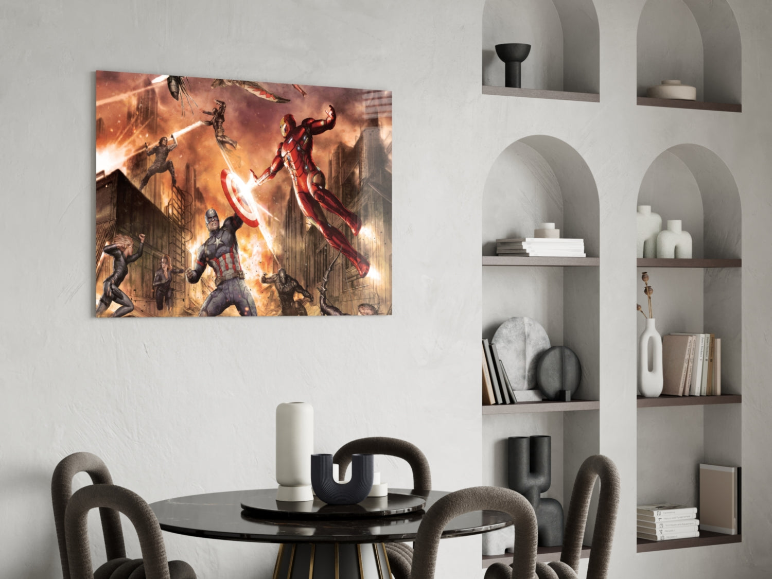 Captain America vs Iron Man Glass Wall Art.