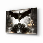 Batman glass wall art in a modern home cinema