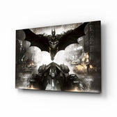 Batman glass wall art in a modern home cinema