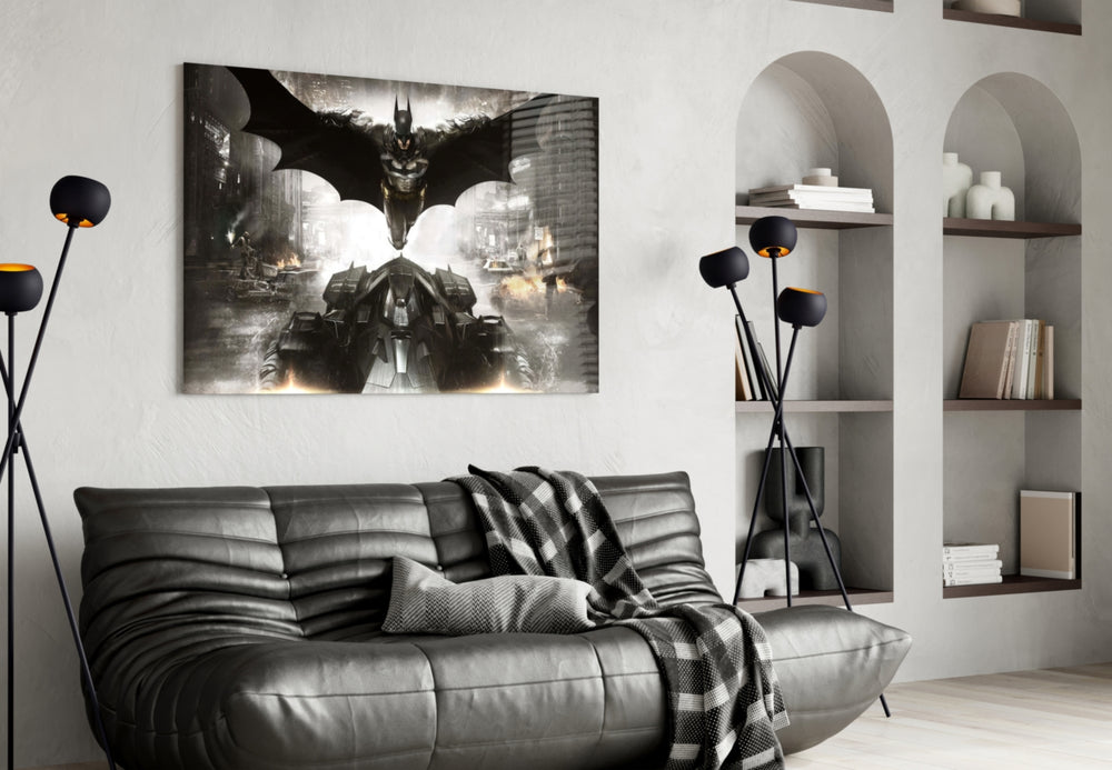 Batman artwork styled in a creative loft interior