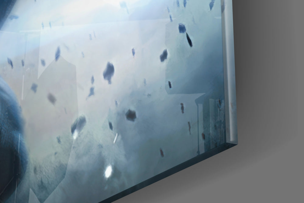 Cinematic artwork in a moody bedroom interior