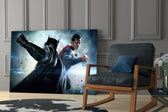 DC yatay panel against a moody dark-painted accent wall