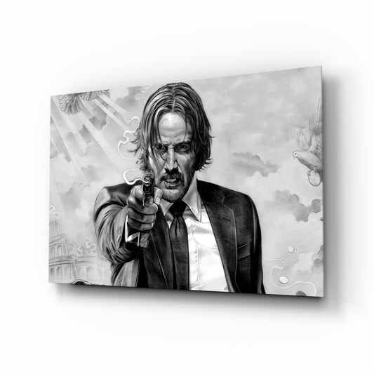 Gunslinger in a Black Suit Glass Wall Art