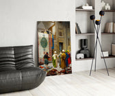 Orientalist glass print bringing art-history edge to a designer office