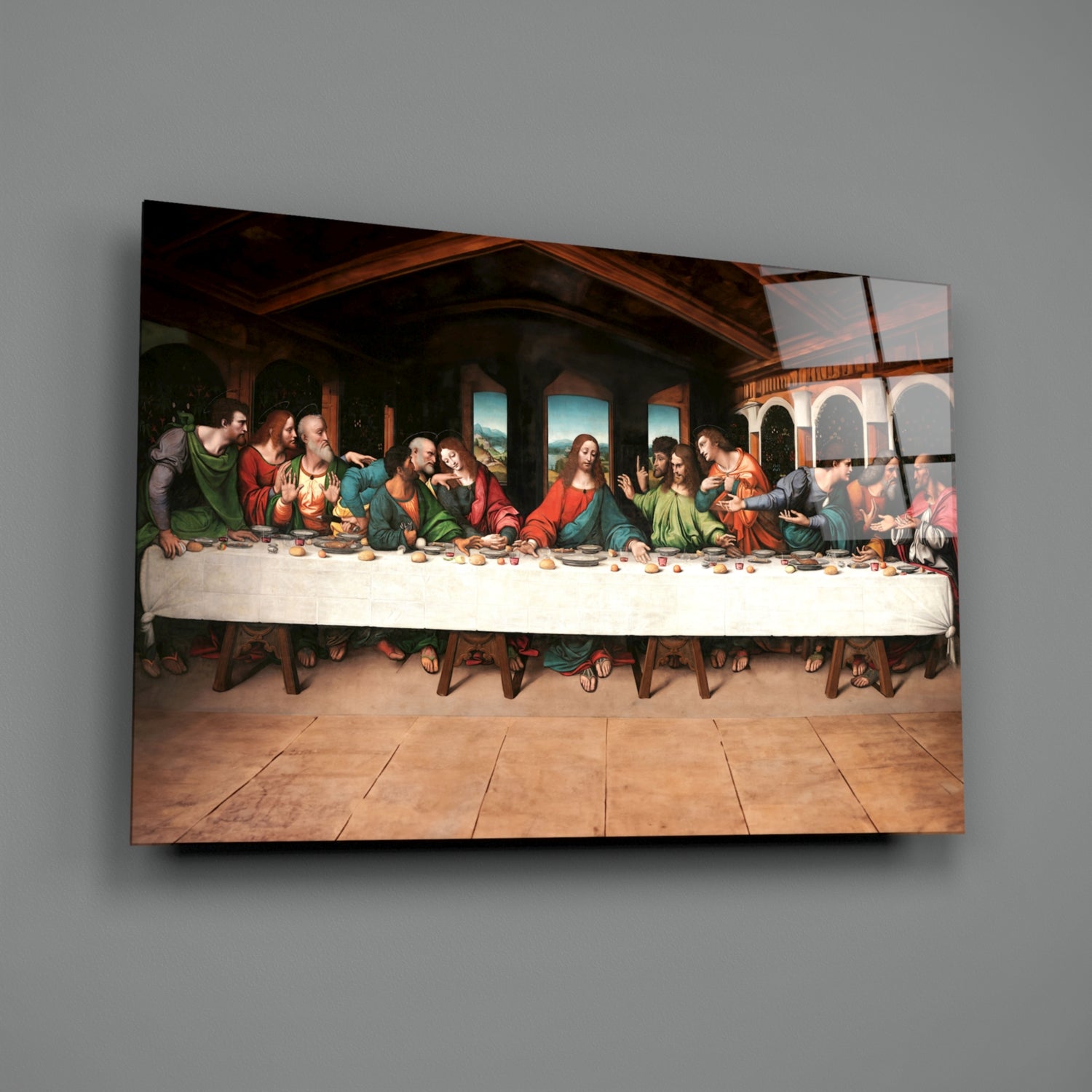 Last Supper Remastered Glass Wall Art.