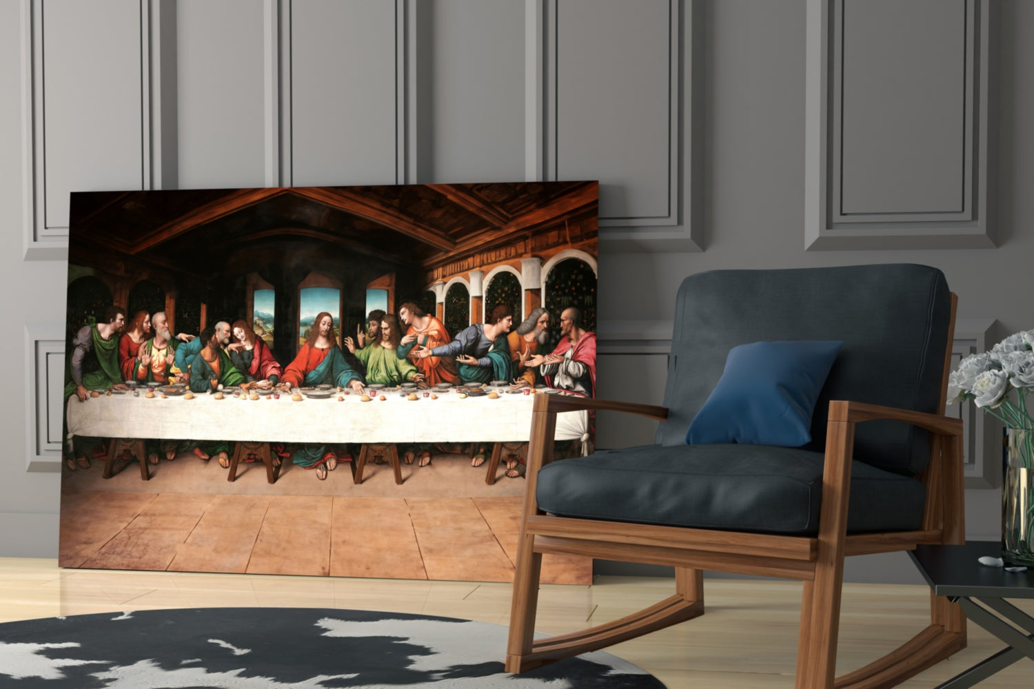 Last Supper Remastered Glass Wall Art.