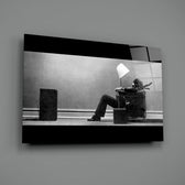 Editorial panel anchoring a music studio wall