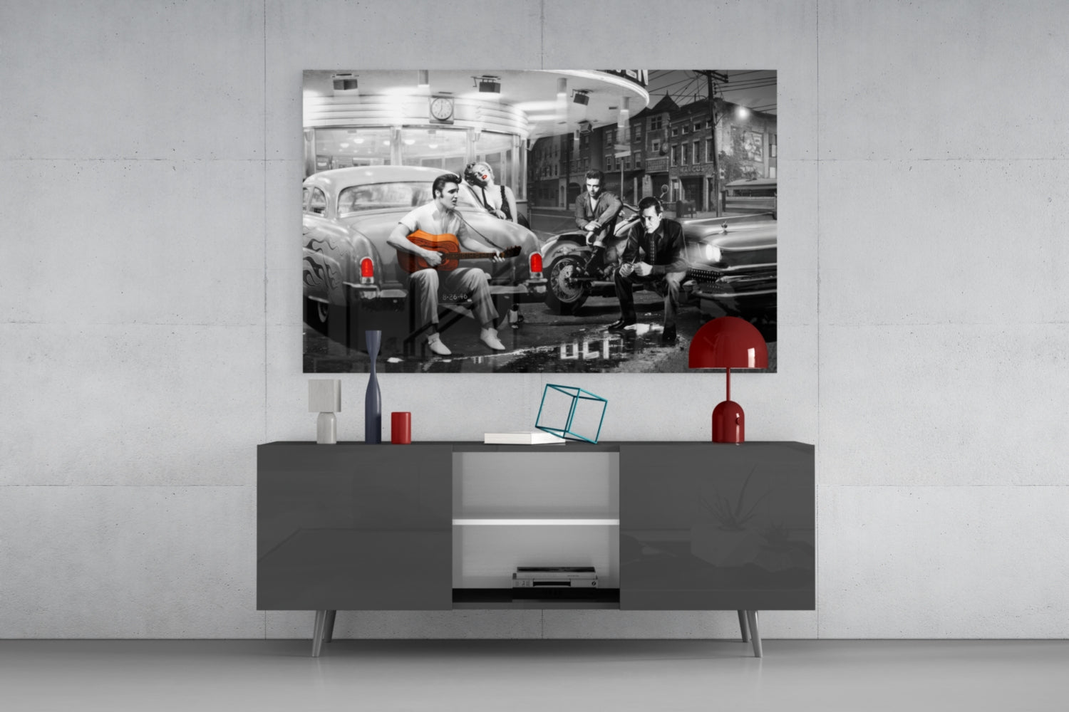 Marilyn Elvis Retro Glass Wall Art.