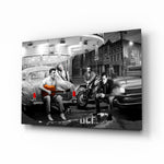 Marilyn Elvis Retro glass wall art in a modern home cinema