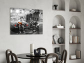 Retro glass print bringing Hollywood edge to a designer office