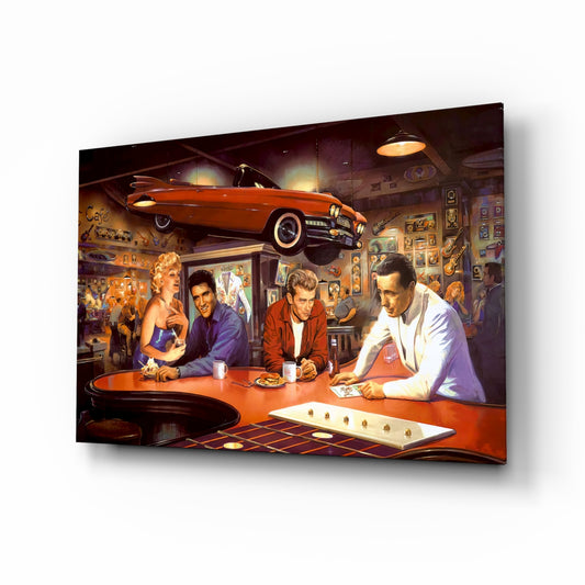 Retro Screen Icons Glass Wall Art