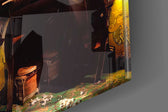 Cinematic artwork in a hospitality lobby interior