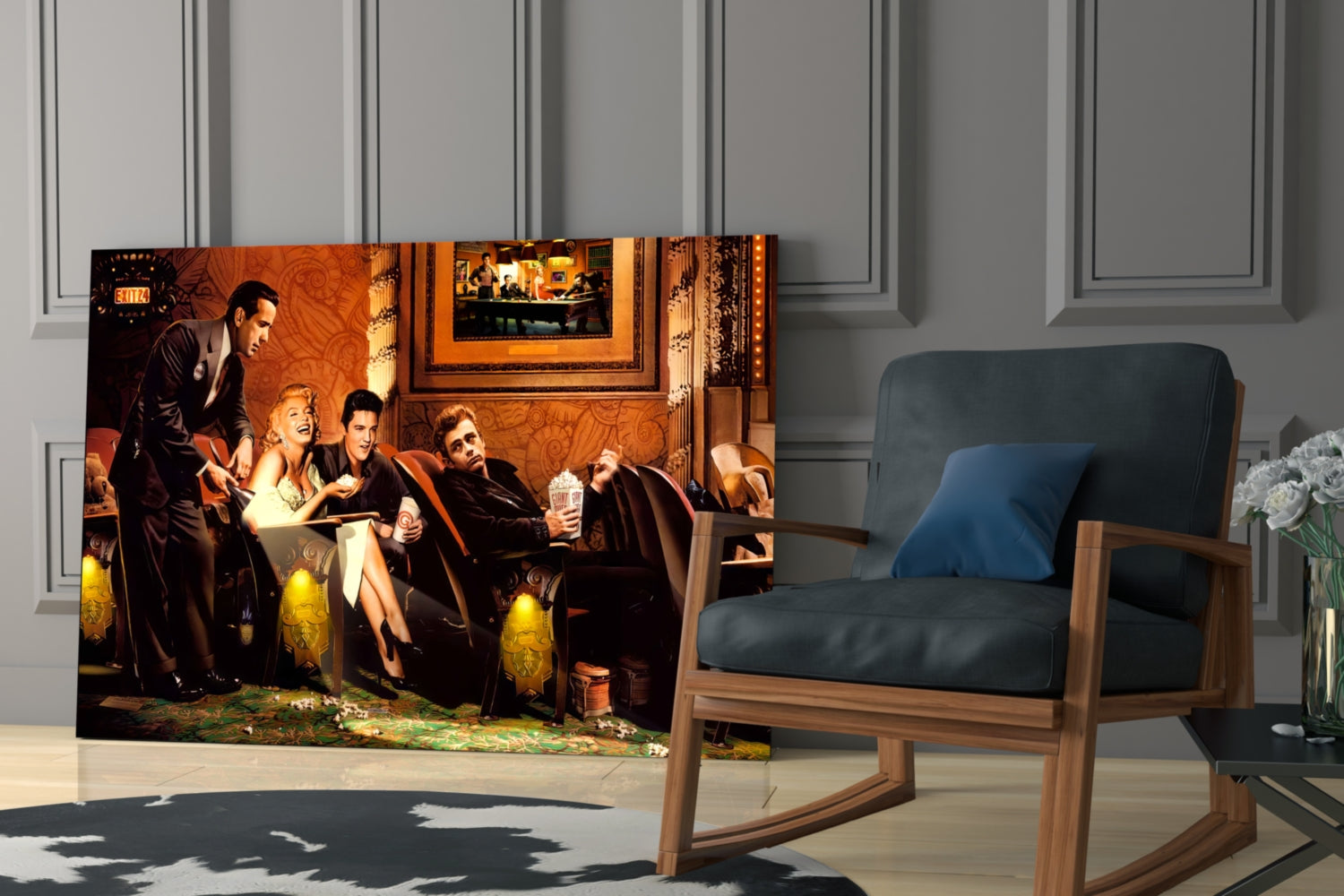 Marilyn Elvis Humphrey Cinema Glass Wall Art.