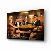 Marilyn Elvis Humphrey Poker glass wall art in a modern home cinema