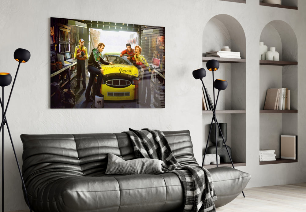Marilyn Elvis Humphrey Garage artwork styled in a high-end bar