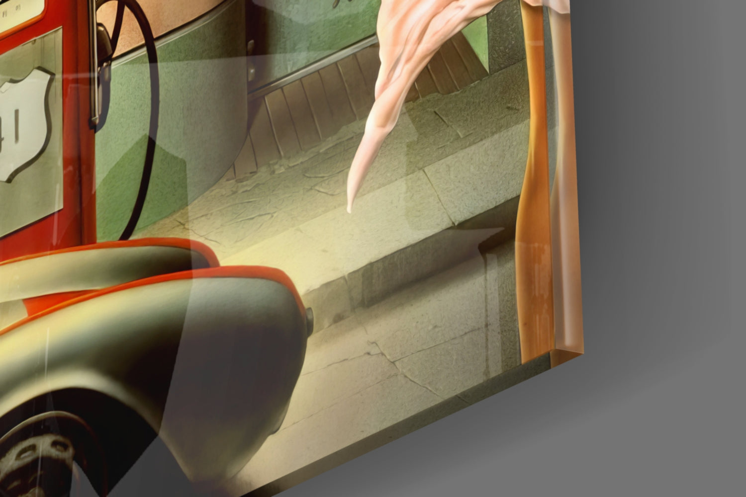 Marilyn Elvis Humphrey - Retro Gas Station Glass Wall Art.