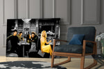 Retro yatay panel against a moody dark-painted accent wall